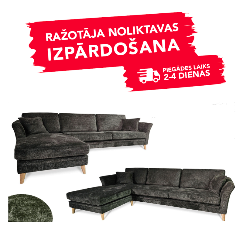 Diivan EDEN (Nurgaga šeeslong)(Khaki)(Tootja ladu)